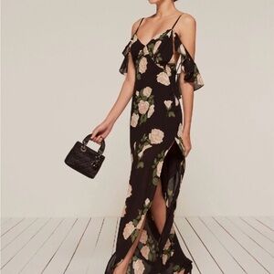 Reformation Black Floral Maxi Dress